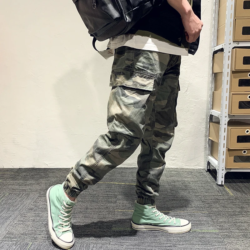 American Street Style Fashion Men Jeans Military Camouflage Harem Trousers Multi Pockets Casual Cargo Pants Men Hip Hop Joggers