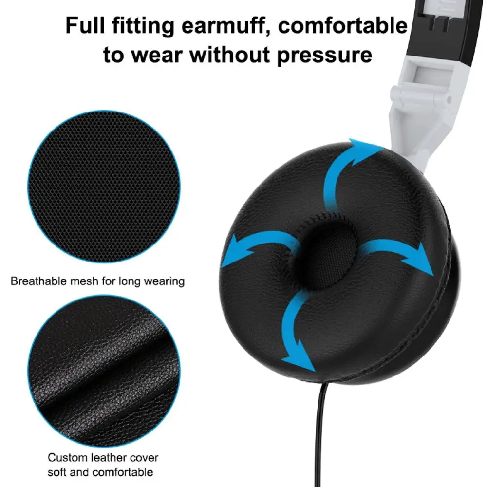 

Foldable Wired Headphones 3.5mm HiFi Audio Bass Headset Gaming Headphone with Microphone for Phone/Tablet
