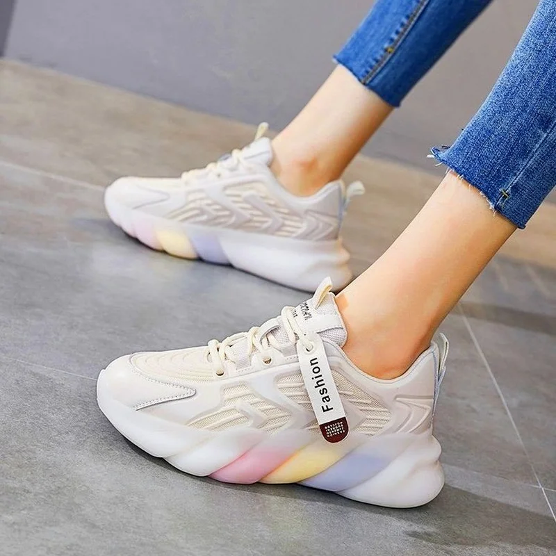 

Best-selling Brand Women's Shoes Color Casual Shoes 2021 New Spring Thick-soled Mesh Breathable Sneakers Flat Shoes
