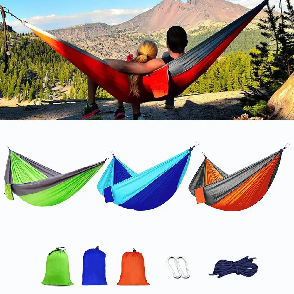 

Новинка, легкий гамак для кемпинга на открытом воздухе, просторная подвесная кровать, утолщенная одинарная двойная Радужная качели