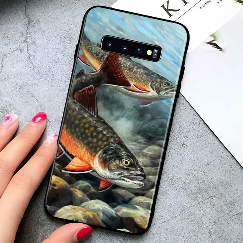 

Gone fishing painting for Samsung Galaxy S21 Ultra Plus Note 20 10 9 8 S10 S9 S8 S7 S6 Edge Plus Black Phone Case