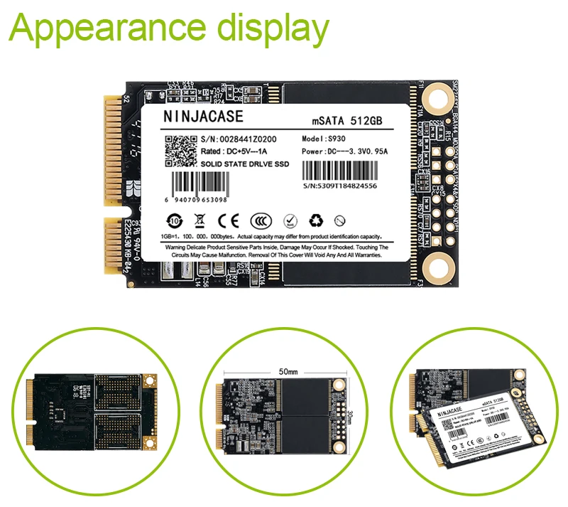 NINJACASE mSATA SSD16GB 32GB Sata2 II Внутренний SATA твердотельный накопитель жесткие диски диск Msata 64GB