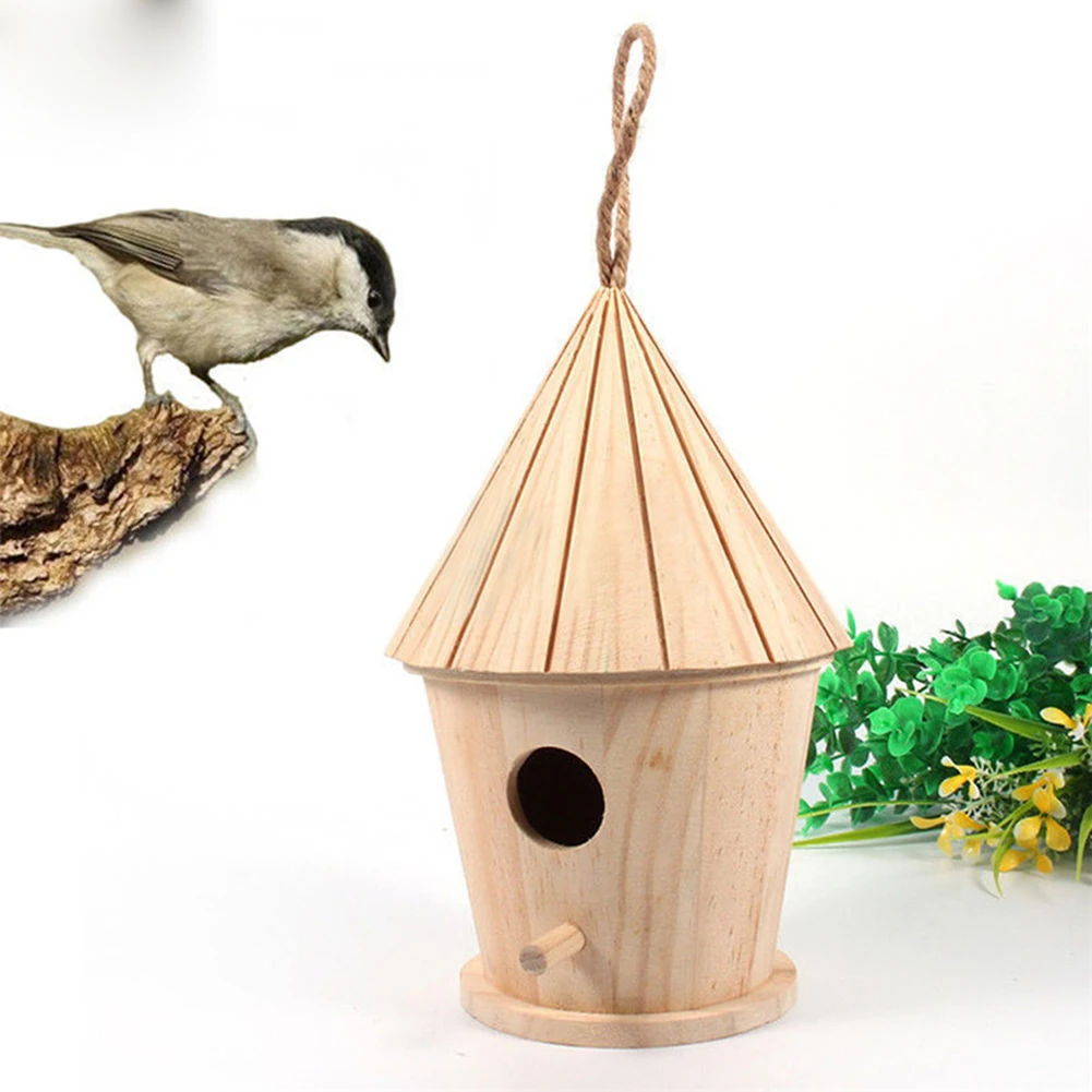 

Creative Tung Wooden Bird House Wooden Bird House Outdoor Pet Hemp Rope Wood New