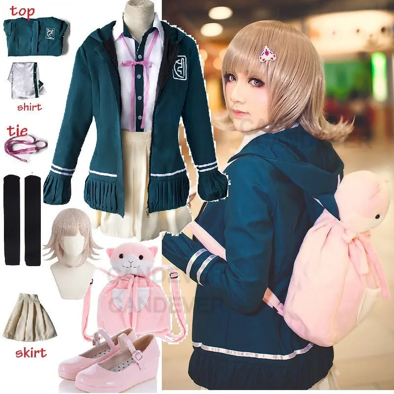 Chiaki Nanami Косплэй костюм Danganronpa 2 рюкзак д/головы волшеб японская школьная форма в