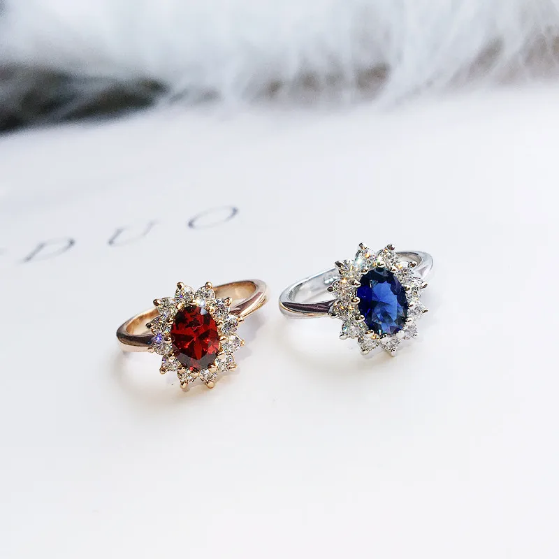 Кольца СС для женщин Роскошные Винтажные Ювелирные изделия с фианитом Синий