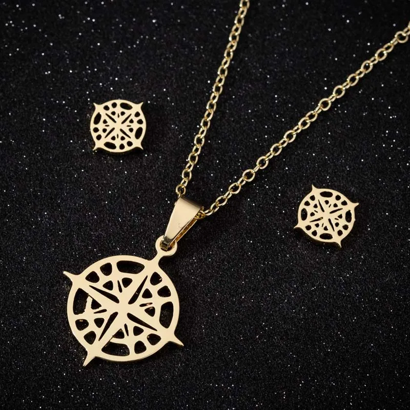 Hfarich антикварные ретро компасы навигации Ювелирные наборы Винтаж нержавеющей