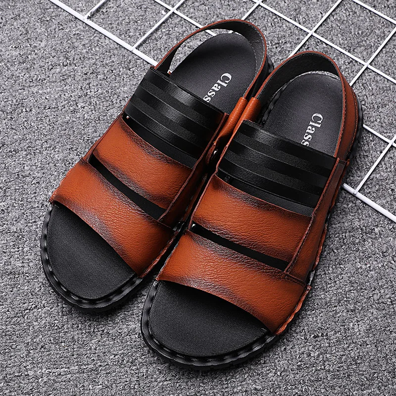 Высококачественные летние мужские сандалии мужская кожаная обувь спортивные
