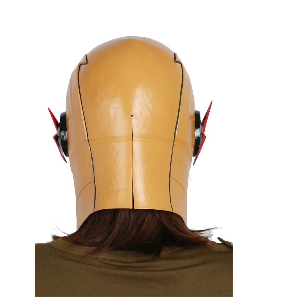 X-COSTUME кризис на земле-X Косплэй темно флэш-желтый и черный голову полностью из