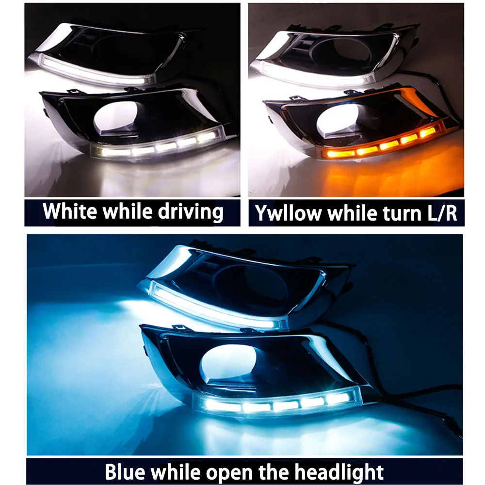 

ECAHAYAKU 1Pair 3-Color Car Daytime Running Light Turn Signal DRL LED Fog Lamp Cover for Toyota Camry 2009 2010 2011 Car Styling