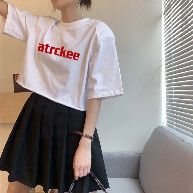 Женские футболки короткая футболка женские летние свободные топы с коротким