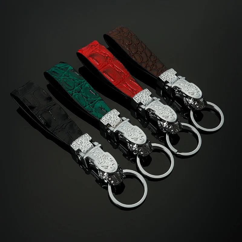 

Exquisite Leopard Head Shape Crocodile Leather/Key Chain Holder Metal Key Ring For Jaguar F-PACE F-TYPE E-PACE XJ XF XE XK