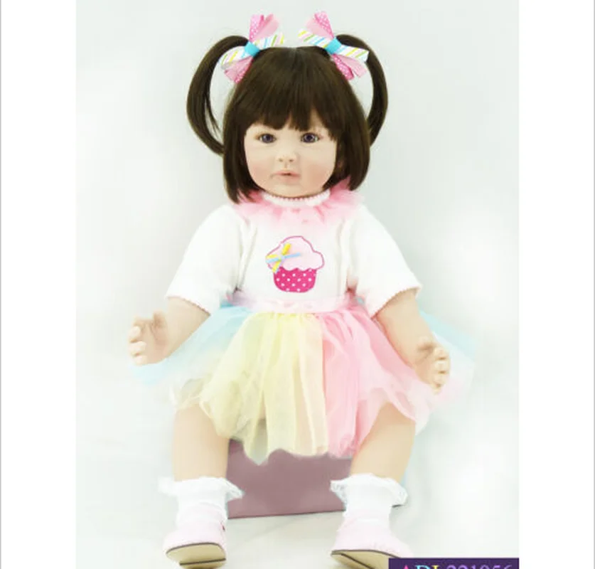 

22" Handmade Soft Vinyl Reborn Baby Toddler Sweet Girl Doll Lifelike Doll Amanda Silicone Fashion Stuffed Dolls Kids Toys