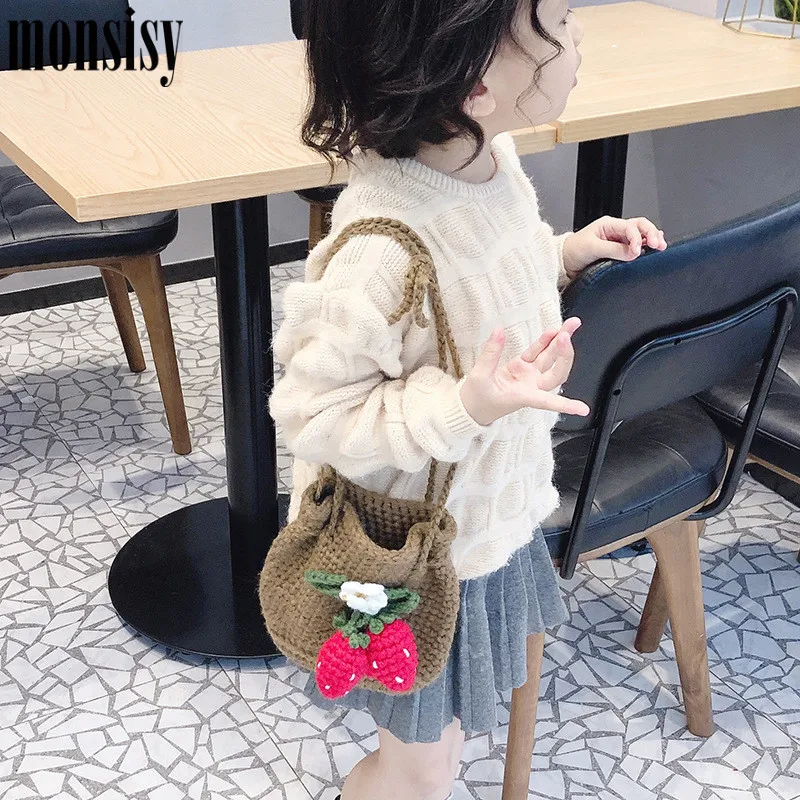 Новинка зимние тканые сумки Monsisy для девочек сумочка Женский кошелек шерстяная