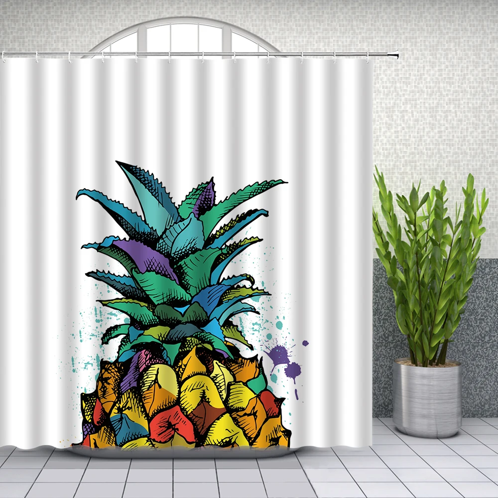 Ананасовая занавеска для душа декор ванной комнаты акварельные фрукты домашняя