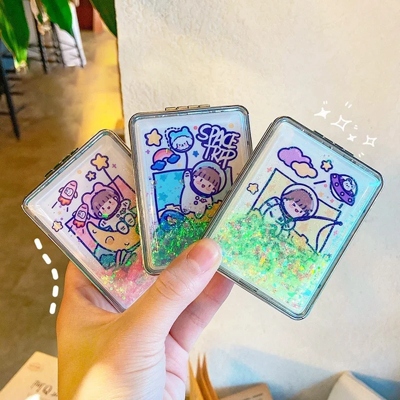 

CASHOU37 Women Cosmetic Mirrors for Gift Cute Mirror Cartoon Mirror Portable Two-side Folding Make Up Mirror Mini Makeup Compact