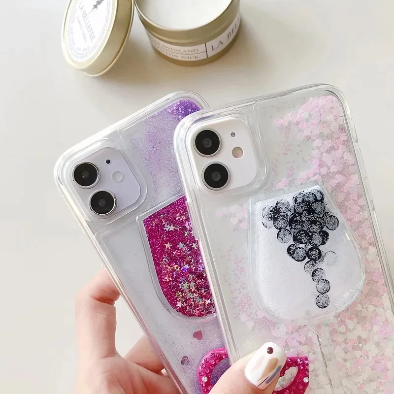 Губа вино стекло блеск зыбучий песок крышка для Huawei Nova 5T динамический Жидкий