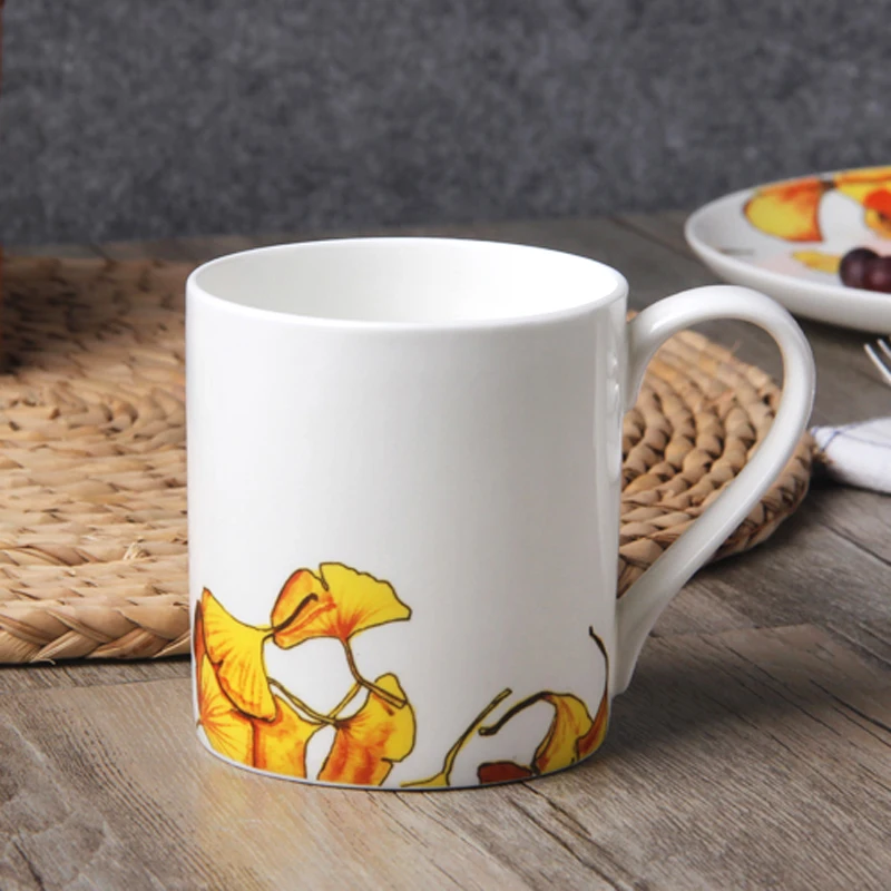 Костяной фарфор Кофе кружка уникальная дизайнерская Керамика Кружка листовая