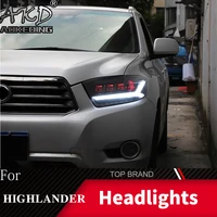 head lamp for toyota highlander 2007 2011 headlights fog lights daytime running lights drl h7 led bi xenon bulb car accessories