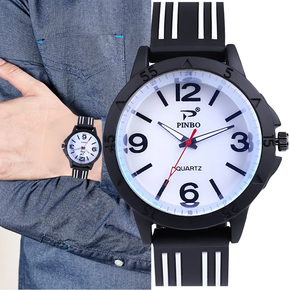 Мужские часы черные спортивные из нержавеющей стали повседневные кварцевые с