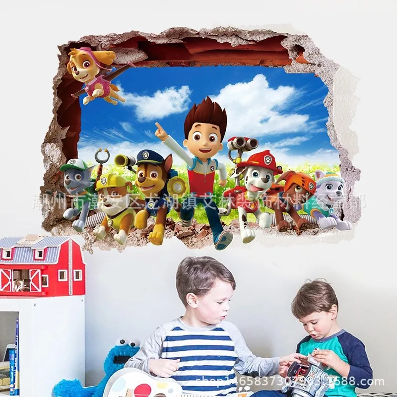 Новинка лидер продаж 3D Детские Мультяшные настенные наклейки Щенячий патруль