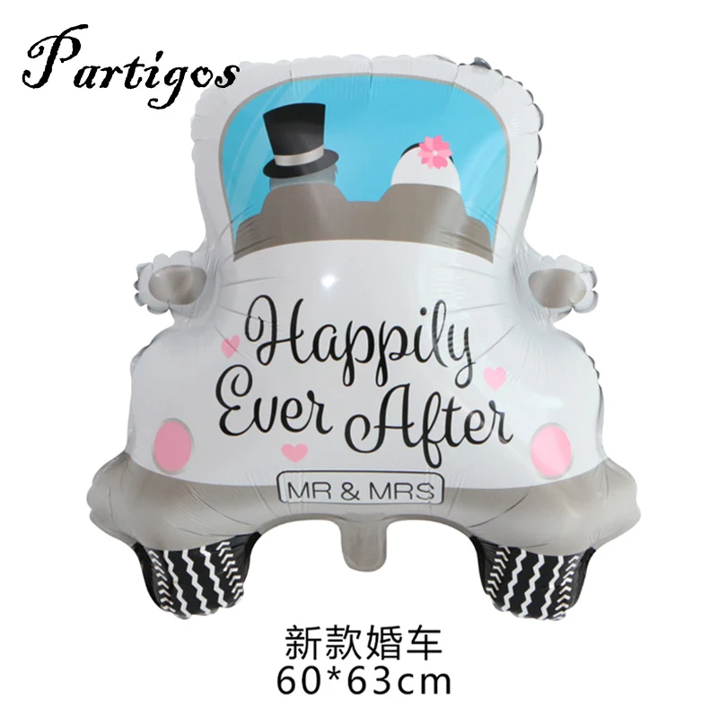 wedding car 2 шт. большой самолет автомобиль фольги Воздушные шары поезд школьный автобус скорой помощи гелий воздушный шар подводная лодка корабль для вечеринка для мальчика день рождение украшения - Цвет: wedding car