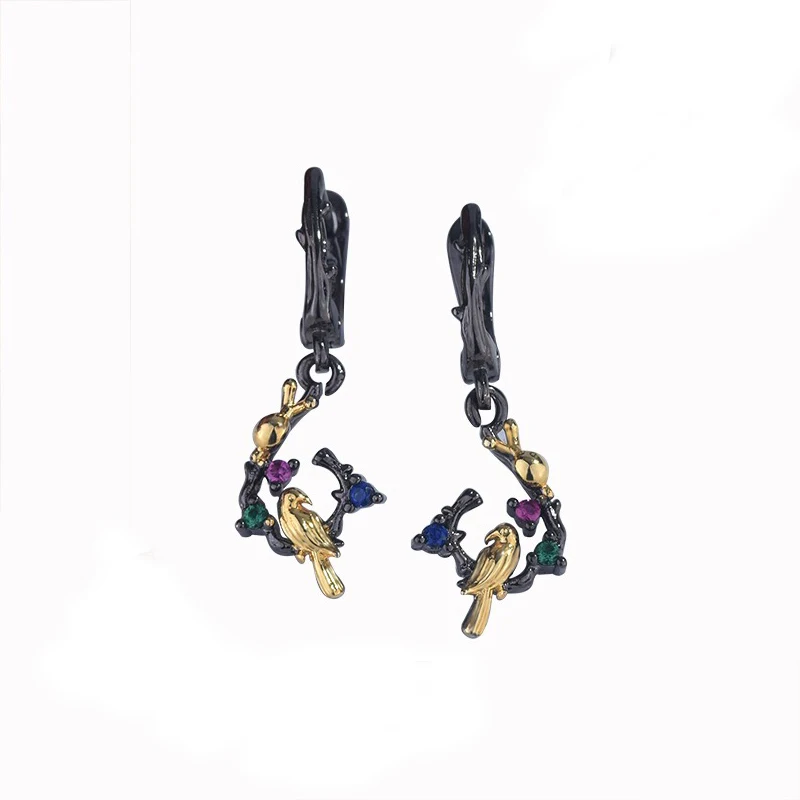 Женские винтажные серьги подвески MENGYI изящные золотистые черного цвета с