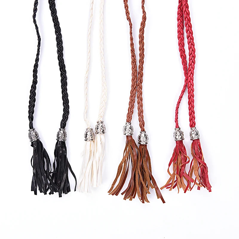1 Pack Boho Women Simple PU Leather Tassel Woven Self-Tie Belt Thin Waist Cord New Fashion Trend | Аксессуары для одежды