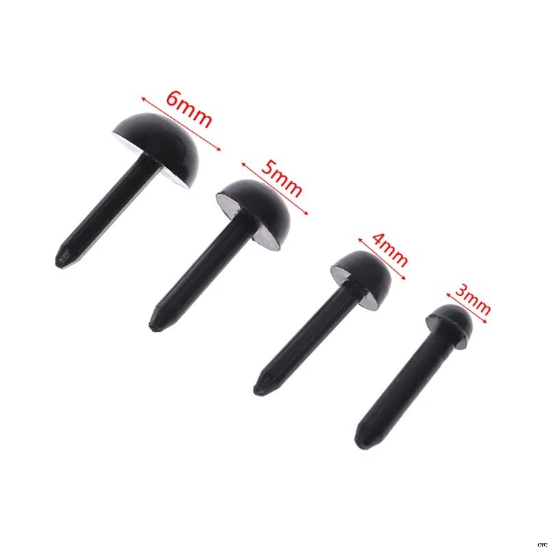 

100Pcs 3mm/4mm/5mm/6mm DIY Doll Puppet Plastic Black Pin Safety Eyes For Handmade Teddy Bear Doll Craft Children Kids Toy