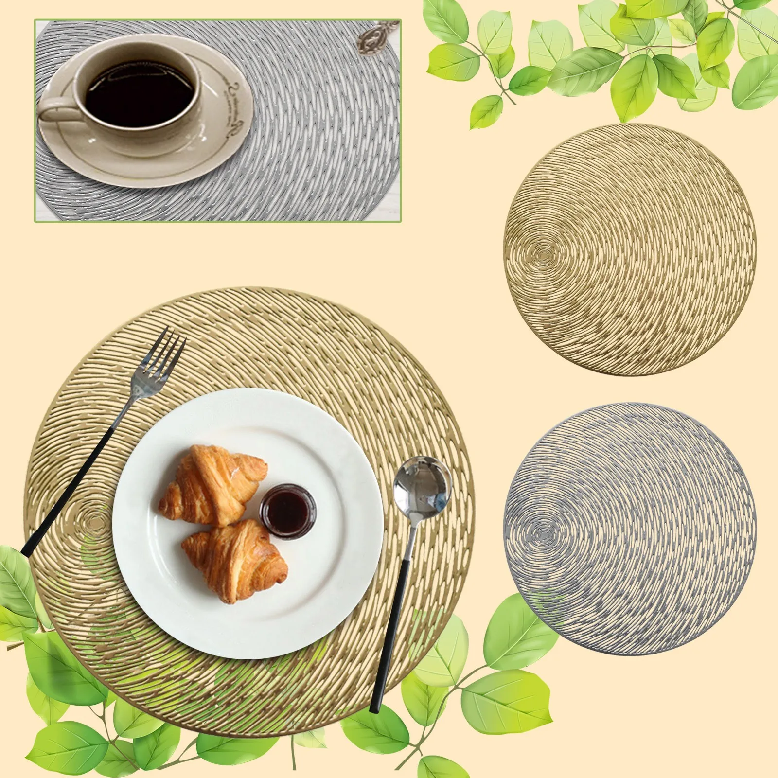 38 см Круглый термостойкий виниловый коврик для посуды и столовых приборов, подставка под напитки, противоскользящая держатель горшка, коврик для стола, кухонные аксессуары Nordic on.