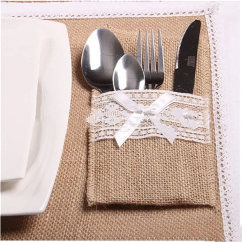 10 шт. винтажные Свадебные украшения кармашек для столовых приборов держатель