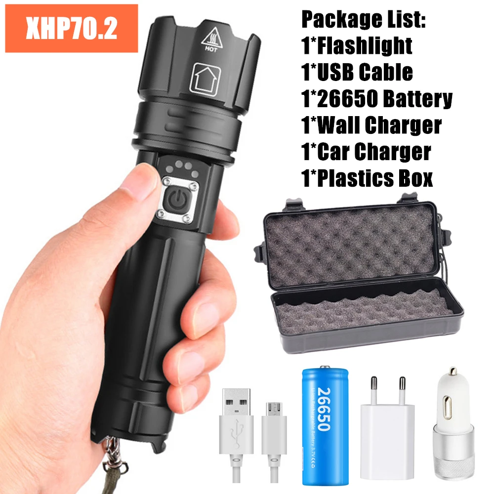 Option D Xhp90 xhp90.2 xhp70.2 Мощный USB светодиодный фонарь, ручная лампа 26650 18650, перезаряжаемый тактический фонарь - Emitting Color: Option D