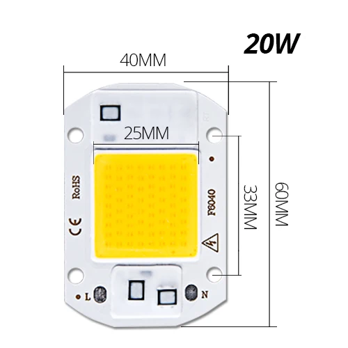 COB 20W Светодиодный светильник лампы COB светодиодный чип 220V 50W 30W 20W 10W Luces СВЕТОДИОДНЫЙ матричный для Точечный светильник потолочные светильник не нужен драйвер DIY прямоугольные диод - Испускаемый цвет: COB 20W