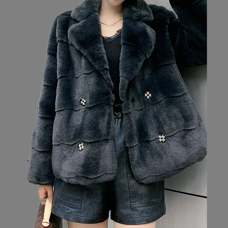 Зимняя женская одежда модное экологически чистое пальто из искусственного меха