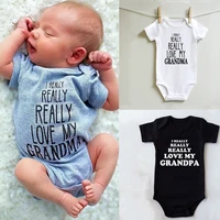 0 24m summer newborn infant baby boy romper short sleeve casual jumpsuit i love my grandpagrandma bodysuit clothes outfits