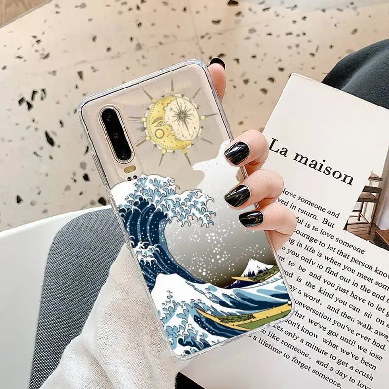 

aesthetic vaporwave sea Phone Case Transparent for Samsung A71 S9 10 20 HUAWEI p30 40 honor 10i 8x xiaomi note 8 Pro 10t 11