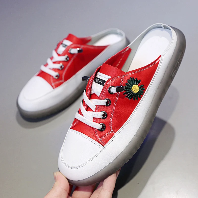 Женские летние шлепанцы без задника Модные слипоны на плоской подошве Обувь со