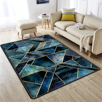 blue geometric 3d printed large carpet for living room soft flannel sponge floor mat bedroom anti slip bathroom mat kid rug