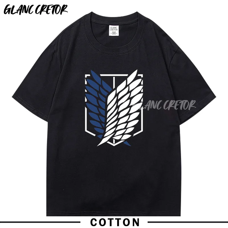 

Футболка мужская с аниме «атака на Титанов», забавная брендовая Повседневная Уличная одежда в стиле Харадзюку, модная с круглым вырезом