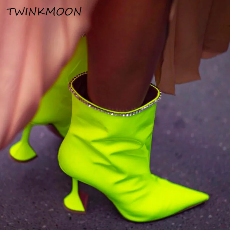 Чашка на высоком каблуке украшенные кристаллами ботильоны для Для женщин Стразы