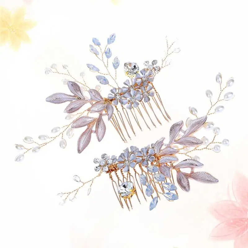 2 шт. свадебный головной убор масляные капли сплав цветок гребень для волос в виде