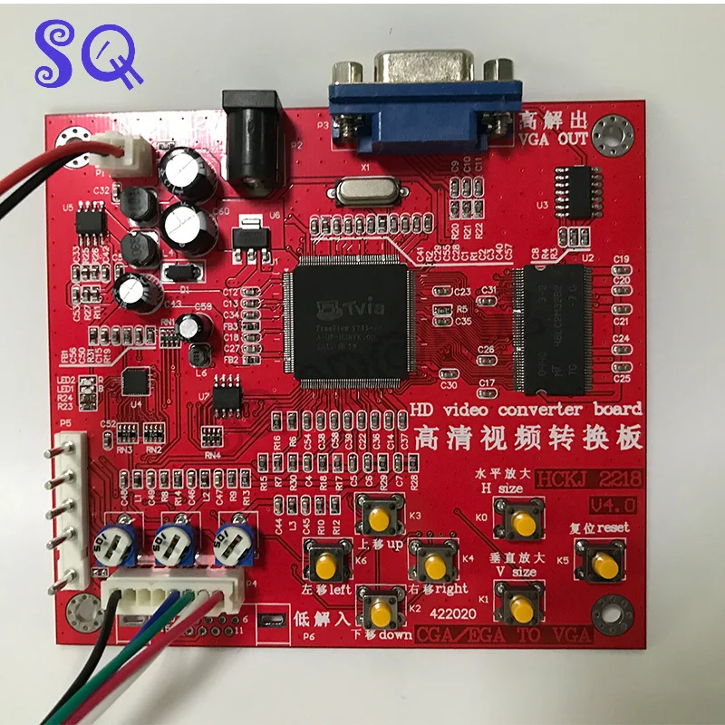 

CGA/EGA to VGA output HD Video Converter Board CVBS Game Convert Red PCB SQ Arcade Accessories for LCD Monitor