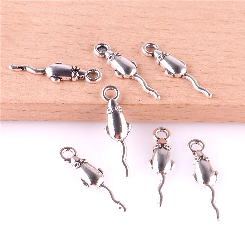 60 шт. 6*21 мм сплав подвески в виде мышонка подвеска Антик Винтаж серебро медальон