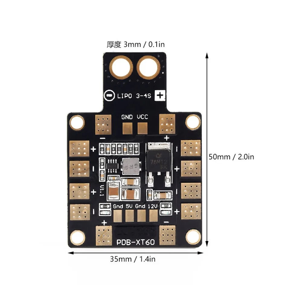 3A PDB распределительный модуль XT60 с двойным BEC 5 v/12 v для FPV Дрон QAV250 180 210 H250Mini микро