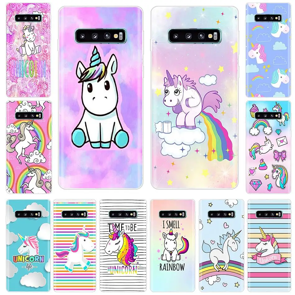 

For Samsung Galaxy S10 Case S10Plus Silicone TPU Rainbow Unicorn Cover Phone S10 E On For Samsung S10 Plus G975F S 10 SM-G973F