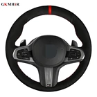 Черная замша DIY чехол рулевого колеса автомобиля для BMW M Sport G30, G31, G32, G20, G21, G14, G15, G16, X3, G01, X4, G02, X5, G05, аксессуары