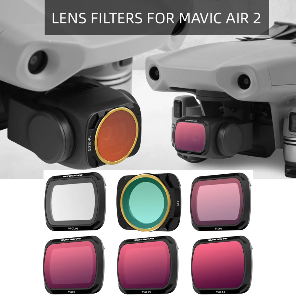 

DJI Mavic Air 2 Drone Quick Installa Lens Filter Set for Mavic air 2 Accessories UV CPL NDPL ND 4 8 16 32 64 Camera Lens Filter