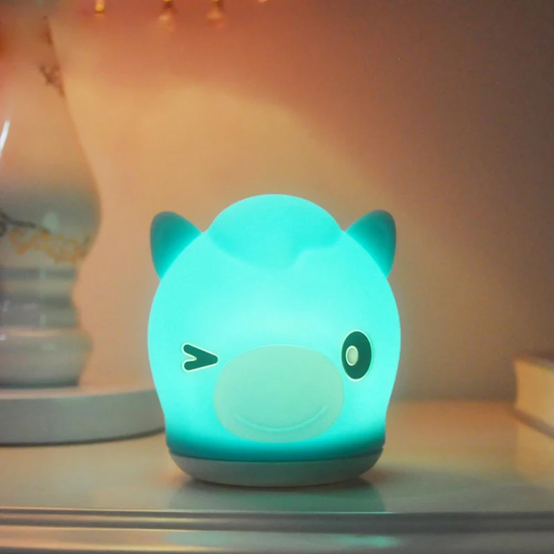 

LED Night Lamp Touch Sensor Silicone Light Colorful Kids Holiday Funny Horse Gift Glow Toys Creative Bedroom Desktop Decor Lamp