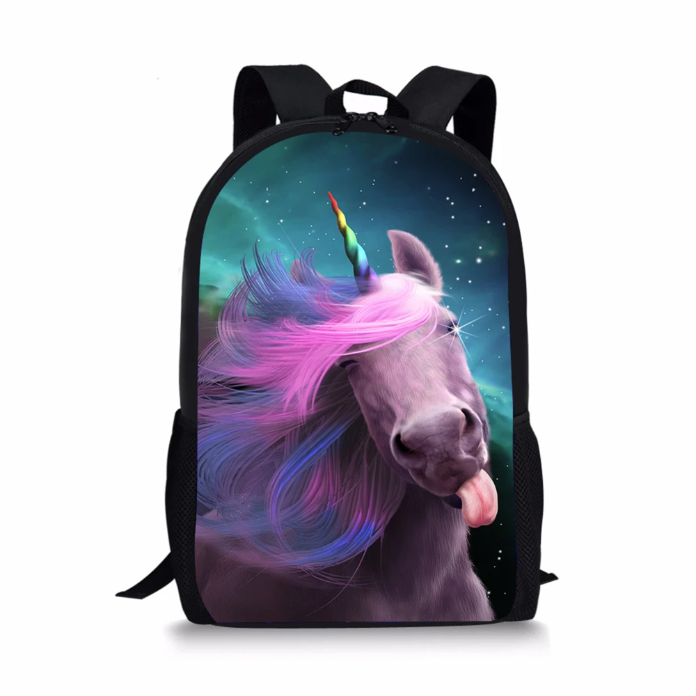 Children's Backpack Fantasy Unicorn Horses Pattern Toddler School Book Bag Cartoon Fashion Women's Travel Backpack