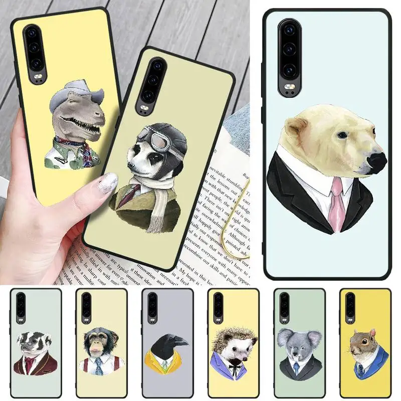 Милый животный черный мягкий резиновый чехол для телефона из ТПУ Huawei P8 lite 2017 P9 P10