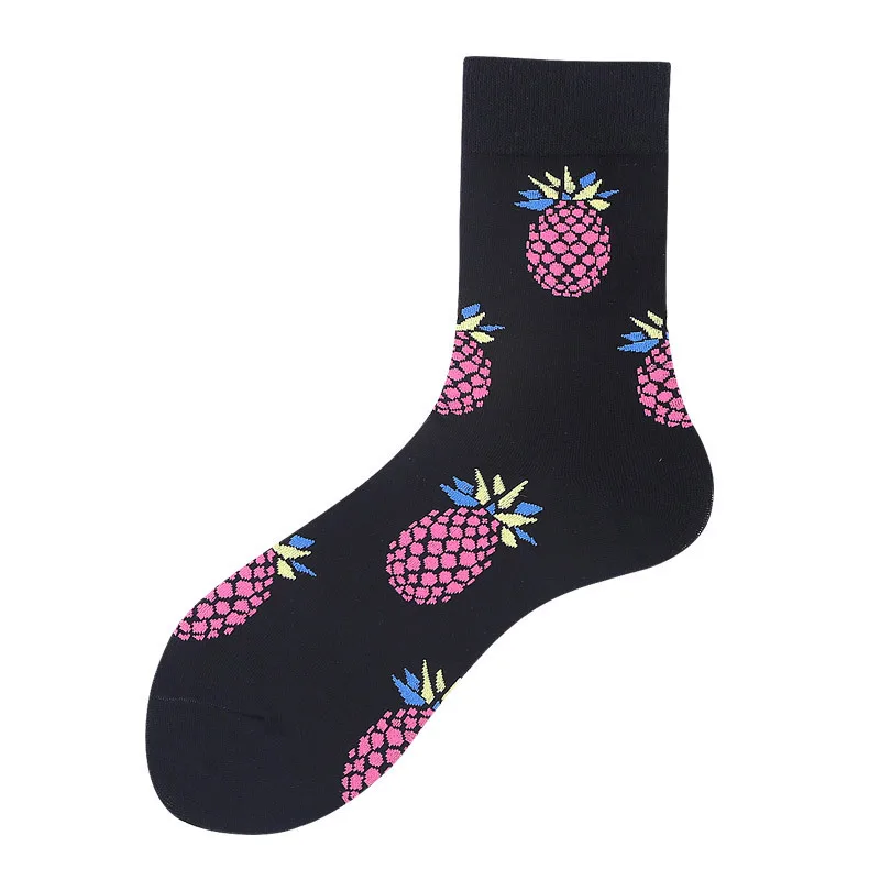 

Men Socks Funny Cute Cartoon animal fruit food flowers pineapple Whale Stripes Harajuku Male Happy Hip Hop Skate Cotton Socks